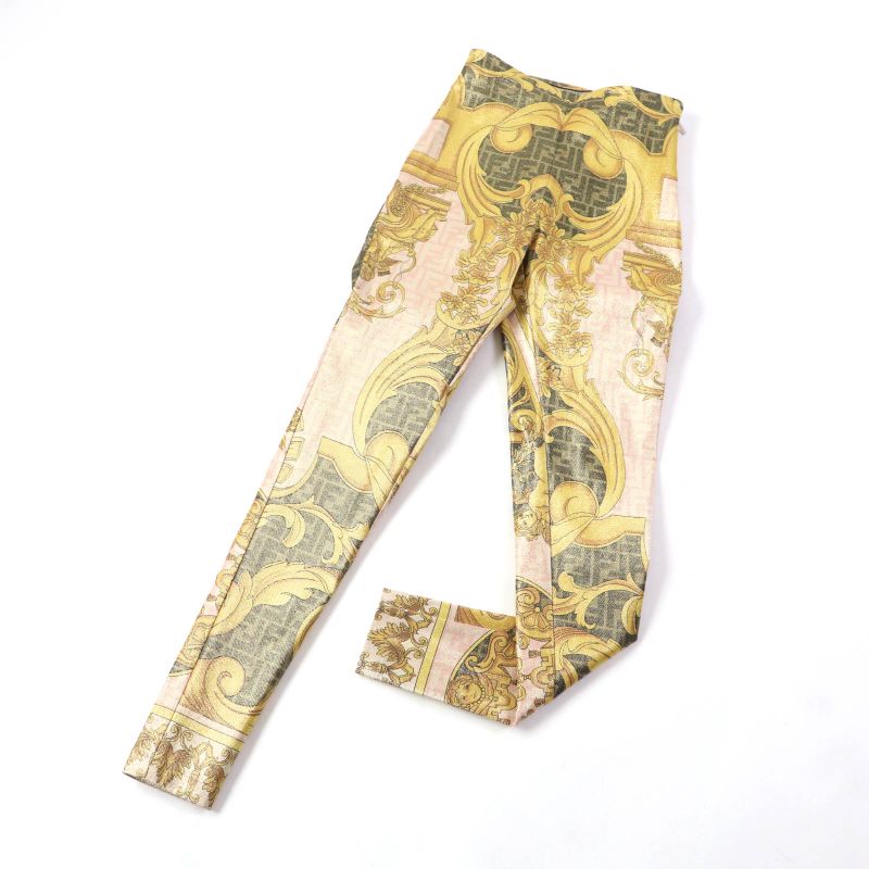 Fendi Versace Fendace 22SS Fr6372 FF Logo Baroque Leggings/pants/spats Multi 36