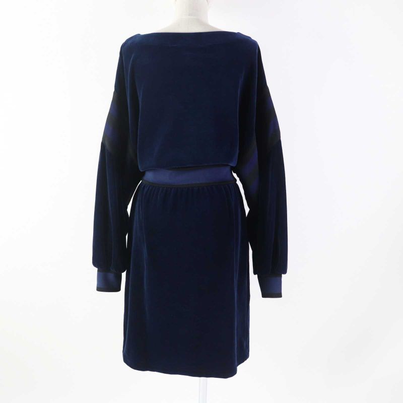 Gucci Adidas 23SS 695679 Trefoil Embroidery Chenille Dress Navy S Made In