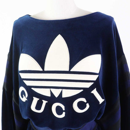 Gucci Adidas 23SS 695679 Trefoil Embroidery Chenille Dress Navy S Made In