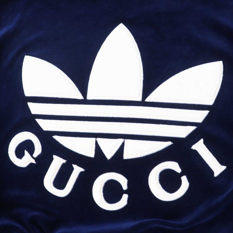 Gucci Adidas 23SS 695679 Trefoil Embroidery Chenille Dress Navy S Made In