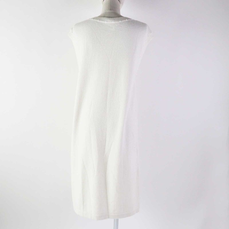 CHANEL P53637 Cotton Cashmere Sleeveless Knit Dress With Pockets And F Pearls