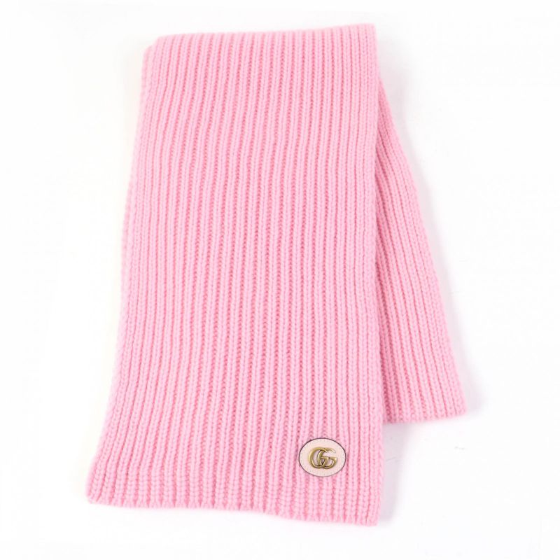 Gucci 773426 Wool Knit Scarf With Patches Cashmere Blend Current Product Scarf
