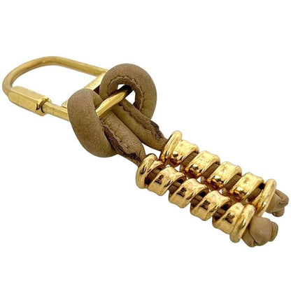 Loewe Key Ring Gold Brown Velasquez Rare GP Metal Leather
