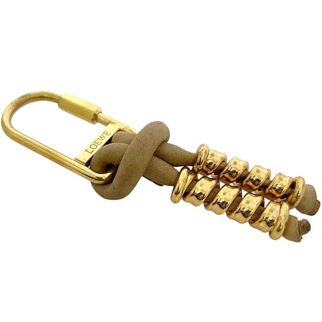 Loewe Key Ring Gold Brown Velasquez Rare GP Metal Leather