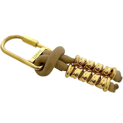 Loewe Key Ring Gold Brown Velasquez Rare GP Metal Leather