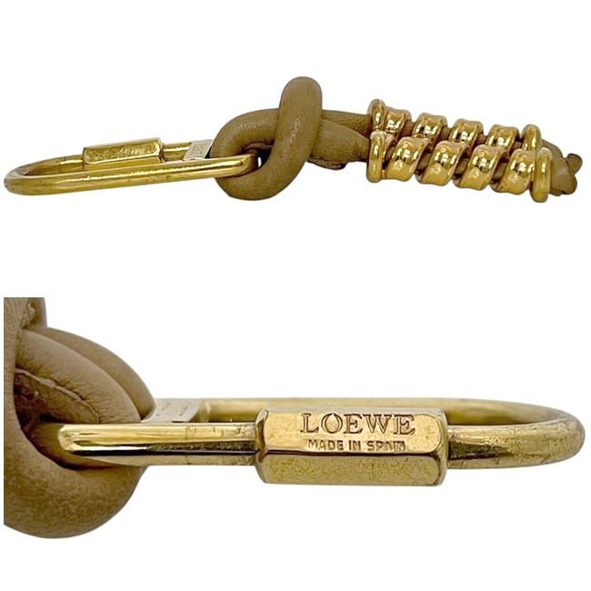 Loewe Key Ring Gold Brown Velasquez Rare GP Metal Leather