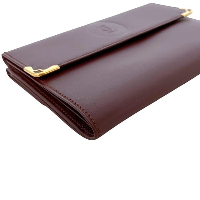 Cartier Trifold Wallet Bordeaux Must Excellent Condition Preowned Leather
