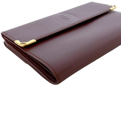 Cartier Trifold Wallet Bordeaux Must Excellent Condition Preowned Leather