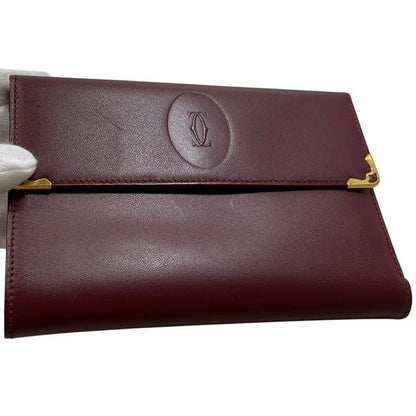 Cartier Trifold Wallet Bordeaux Must Excellent Condition Preowned Leather