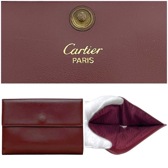 Cartier Trifold Wallet Bordeaux Must Excellent Condition Preowned Leather