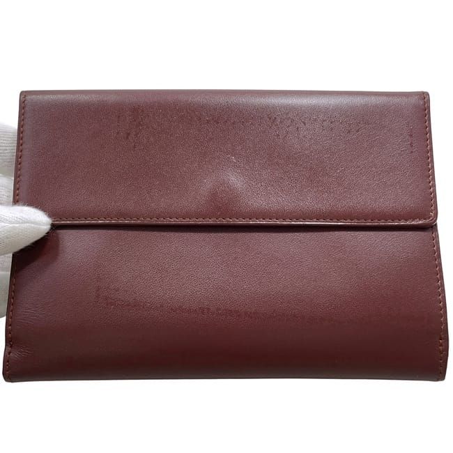 Cartier Trifold Wallet Bordeaux Must Excellent Condition Preowned Leather