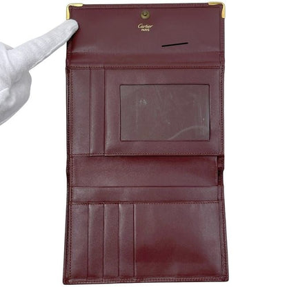 Cartier Trifold Wallet Bordeaux Must Excellent Condition Preowned Leather