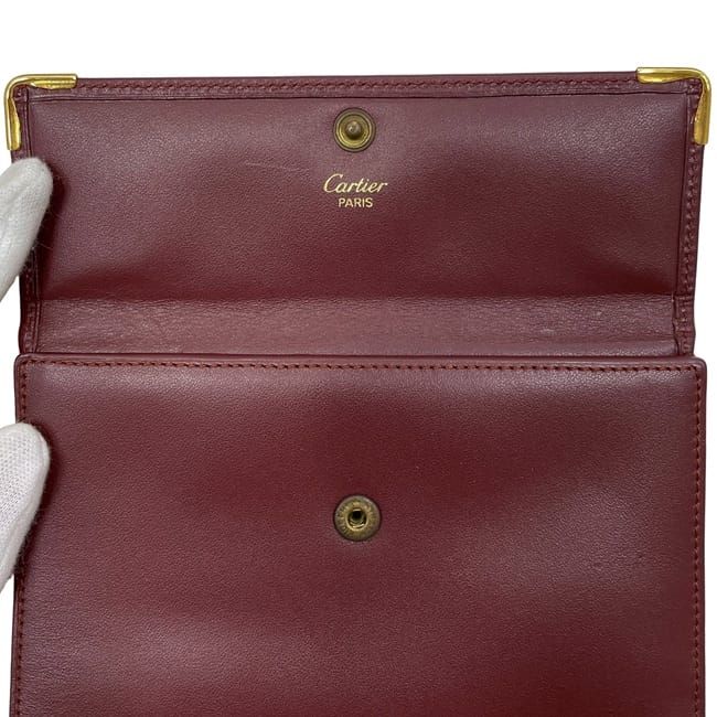 Cartier Trifold Wallet Bordeaux Must Excellent Condition Preowned Leather