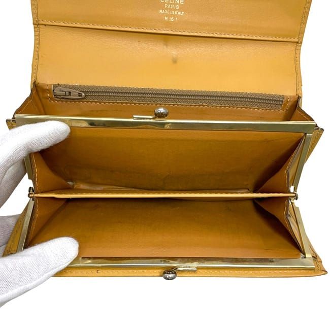 Celine Bifold Long Wallet Beige Macadam Wallet PVC Leather Preowned