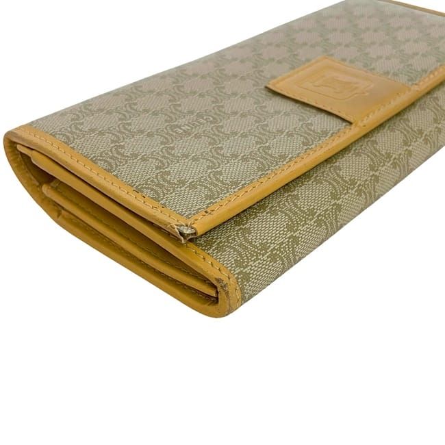 Celine Bifold Long Wallet Beige Macadam Wallet PVC Leather Preowned