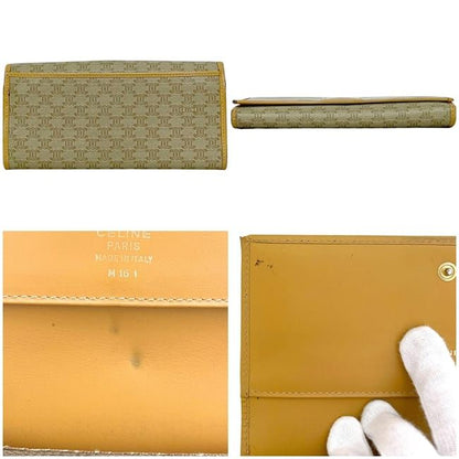 Celine Bifold Long Wallet Beige Macadam Wallet PVC Leather Preowned