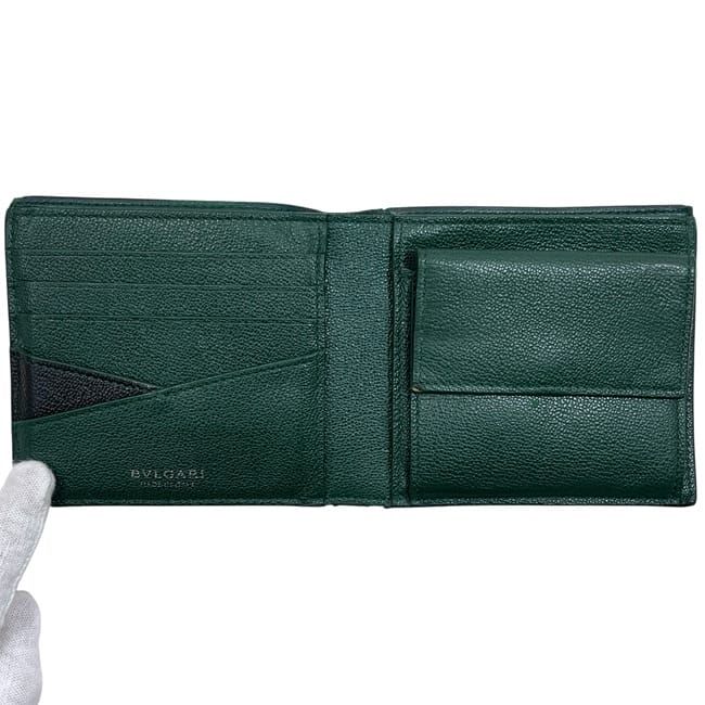 Bvlgari Bifold Wallet Black Green Bvlgari Fold Wallet