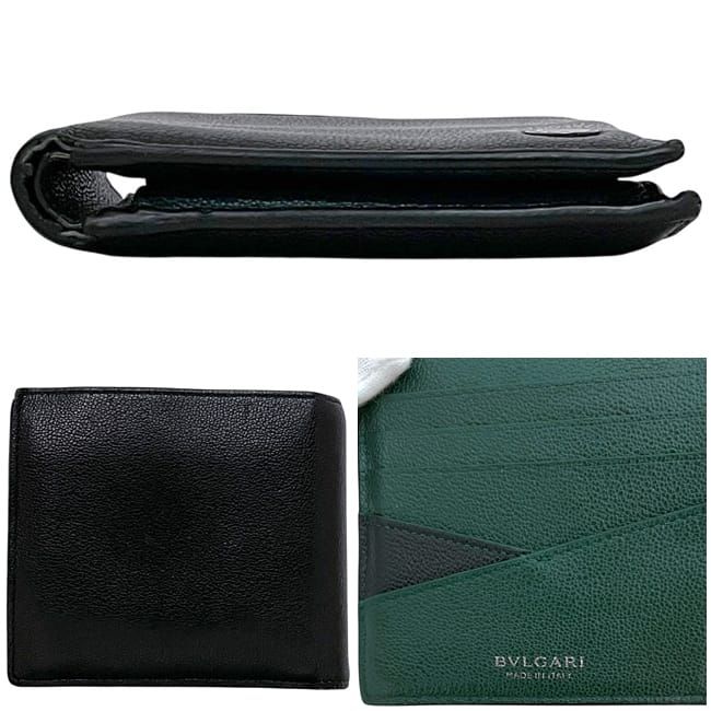 Bvlgari Bifold Wallet Black Green Bvlgari Fold Wallet
