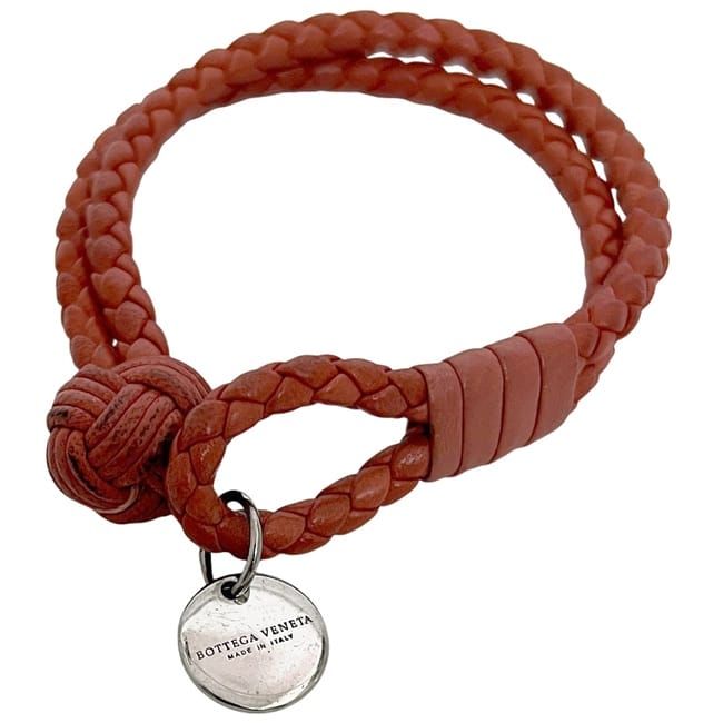 Bottega Veneta Bracelet Red Intrecciato Bracelet Leather Preowned