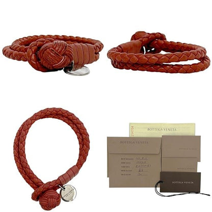 Bottega Veneta Bracelet Red Intrecciato Bracelet Leather Preowned