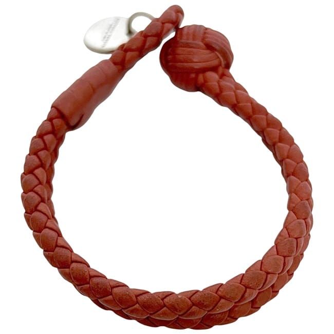 Bottega Veneta Bracelet Red Intrecciato Bracelet Leather Preowned