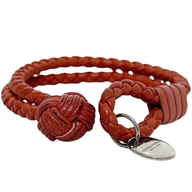 Bottega Veneta Bracelet Red Intrecciato Bracelet Leather Preowned