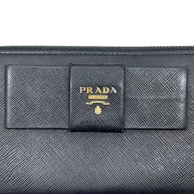 Prada Round Zipper Long Wallet Black NERO 1m0506 Wallet
