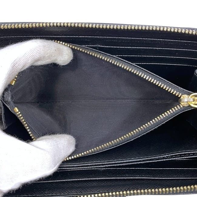 Prada Round Zipper Long Wallet Black NERO 1m0506 Wallet