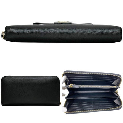 Prada Round Zipper Long Wallet Black NERO 1m0506 Wallet