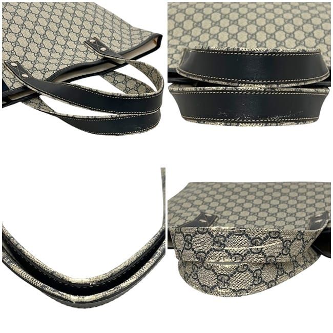 Gucci Tote Bag Beige Navy GG Supreme 211134
