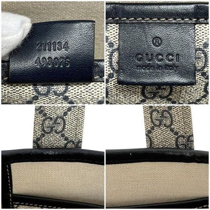 Gucci Tote Bag Beige Navy GG Supreme 211134