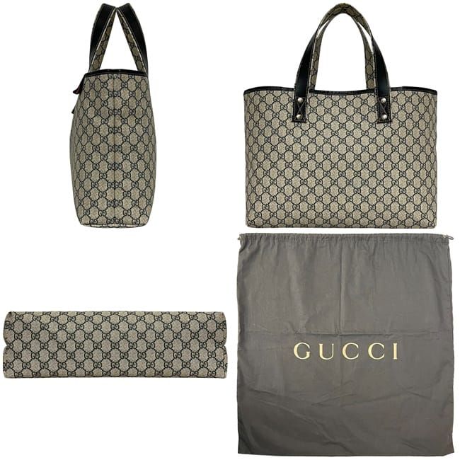 Gucci Tote Bag Beige Navy GG Supreme 211134