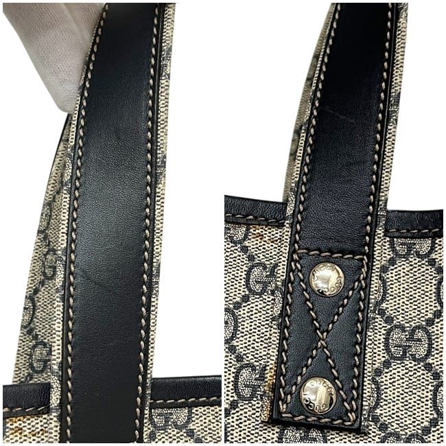 Gucci Tote Bag Beige Navy GG Supreme 211134