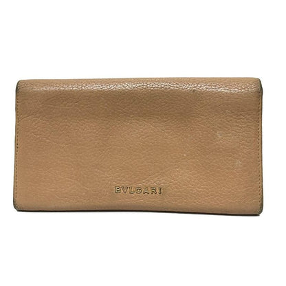 Bvlgari Long Wallet Monete Light Brown×light Purple Leather