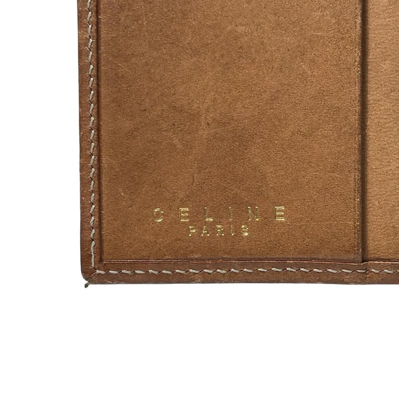 Celine Long Wallet Macadam Pattern Dark Brown Beige And Light Brown Leather