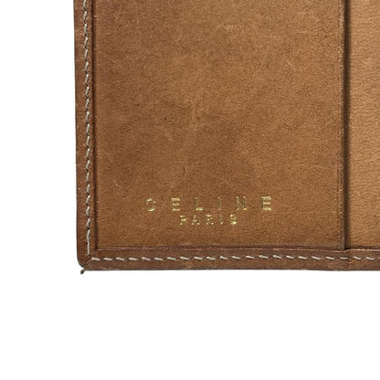 Celine Long Wallet Macadam Pattern Dark Brown Beige And Light Brown Leather
