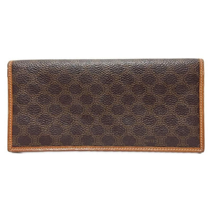 Celine Long Wallet Macadam Pattern Dark Brown Beige And Light Brown Leather