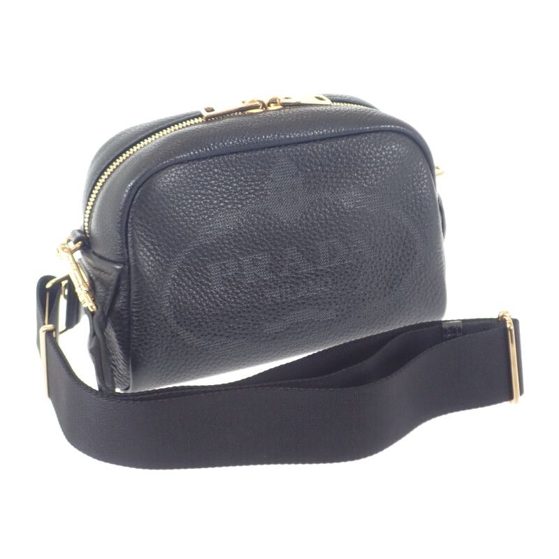Prada Vittero Dino 1bh187 Shoulder Bag Leather NERO Black Ladies Men's [ranked A