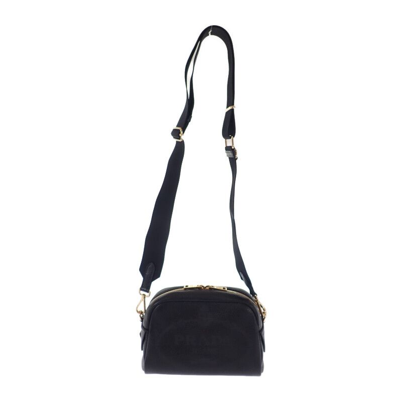 Prada Vittero Dino 1bh187 Shoulder Bag Leather NERO Black Ladies Men's [ranked A