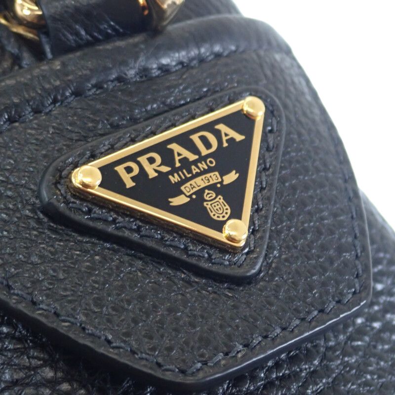 Prada Vittero Dino 1bh187 Shoulder Bag Leather NERO Black Ladies Men's [ranked A