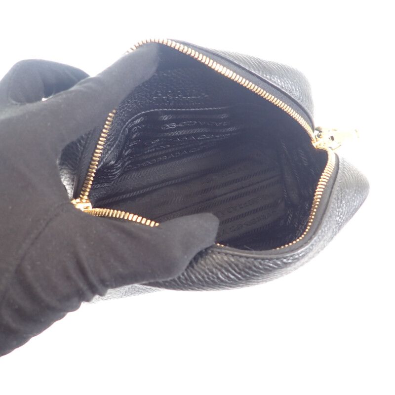 Prada Vittero Dino 1bh187 Shoulder Bag Leather NERO Black Ladies Men's [ranked A