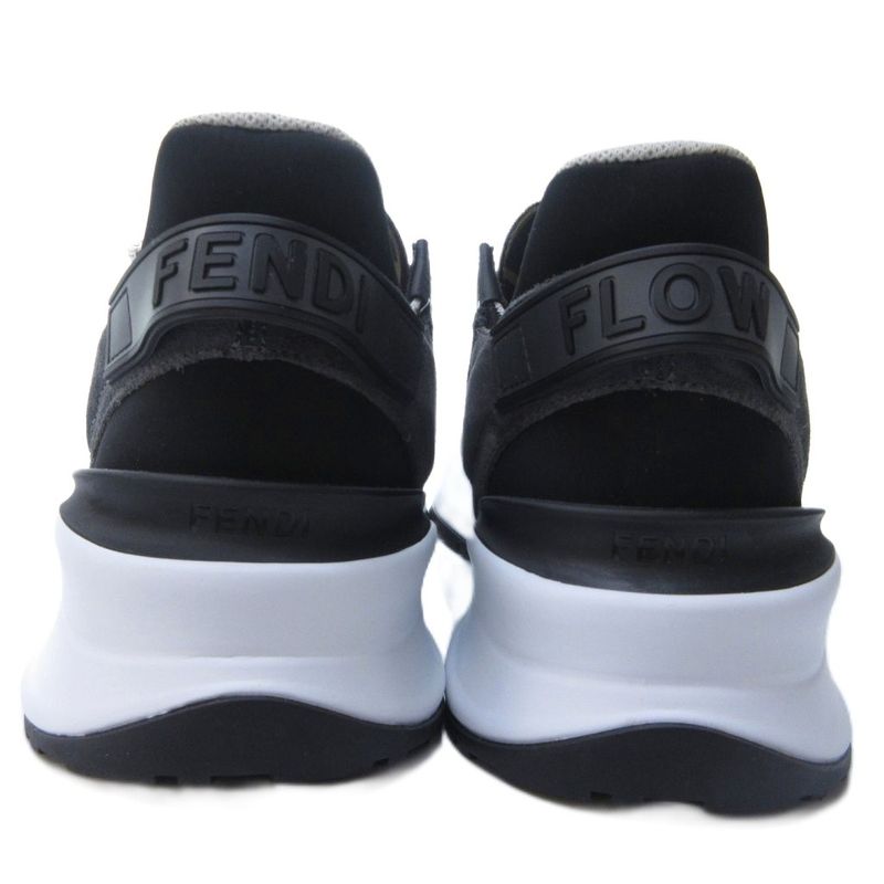 Fendi FLOW Black Cles Zur Low Top Sneakers FF Logo Zucca Pattern Black White 8