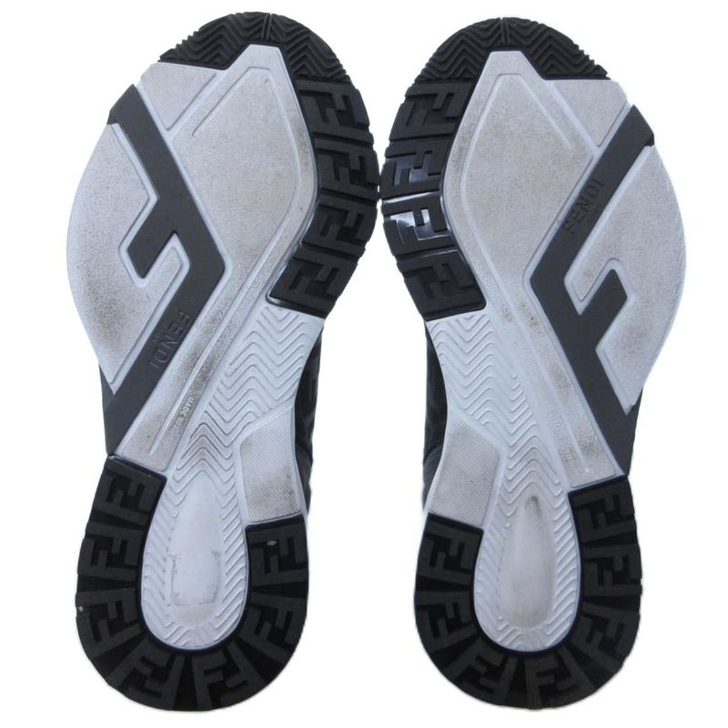 Fendi FLOW Black Cles Zur Low Top Sneakers FF Logo Zucca Pattern Black White 8