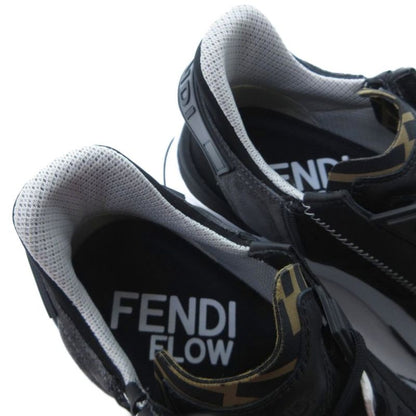 Fendi FLOW Black Cles Zur Low Top Sneakers FF Logo Zucca Pattern Black White 8