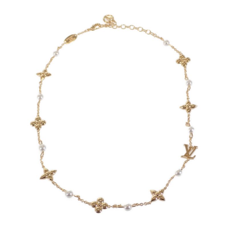 Louis Vuitton Necklace - Louisa M01610 Necklace Metal Faux Pearl Gold Cute Gift