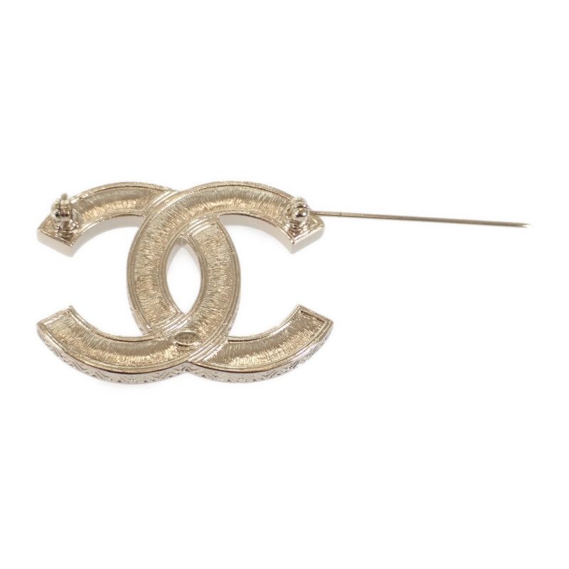 Chanel Coco Mark B19A Brooch Metal Rhinestone Gold Ladies [rank A