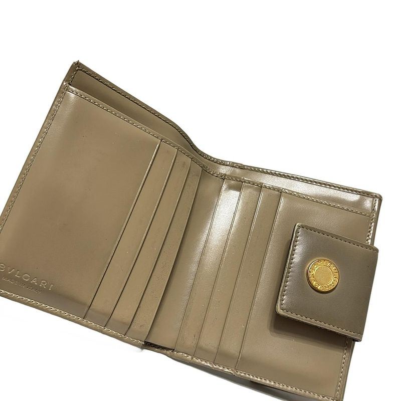 Bvlgari W Hook Wallet Classico Beige Leather