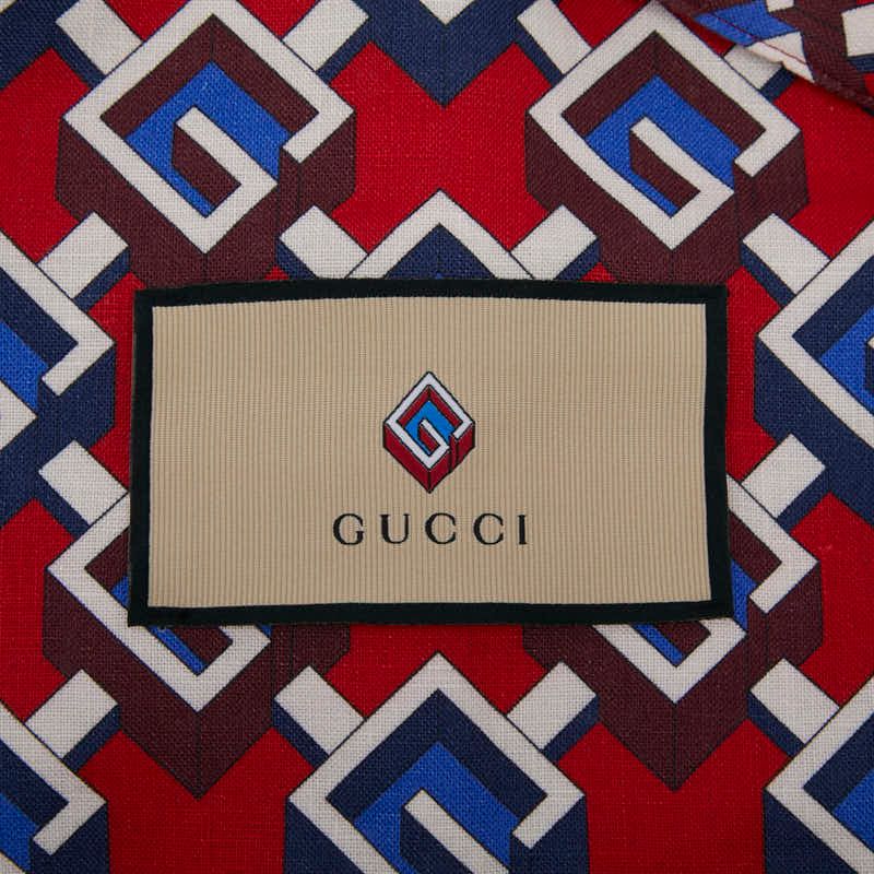 Gucci Geometric G Garment Bag 662298 Red Multicolor Linen Women's Gucci