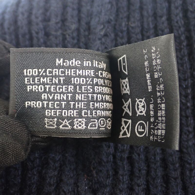 Chanel Logo Knit Cap Aa8313 Knit Cap Cashmere Black Ladies Men's [A Rank]