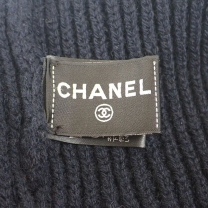 Chanel Logo Knit Cap Aa8313 Knit Cap Cashmere Black Ladies Men's [A Rank]